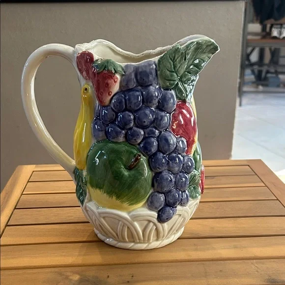 Vgt Otagiri Hand-Painted Ceramic Fruit Pitcher. Made in Japan - Picture 2 of 6